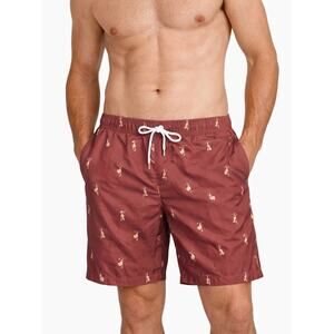 Trunks Surf & Swim Co NWT Men's Hula Girl Swim Trunks Burgundy Size Small